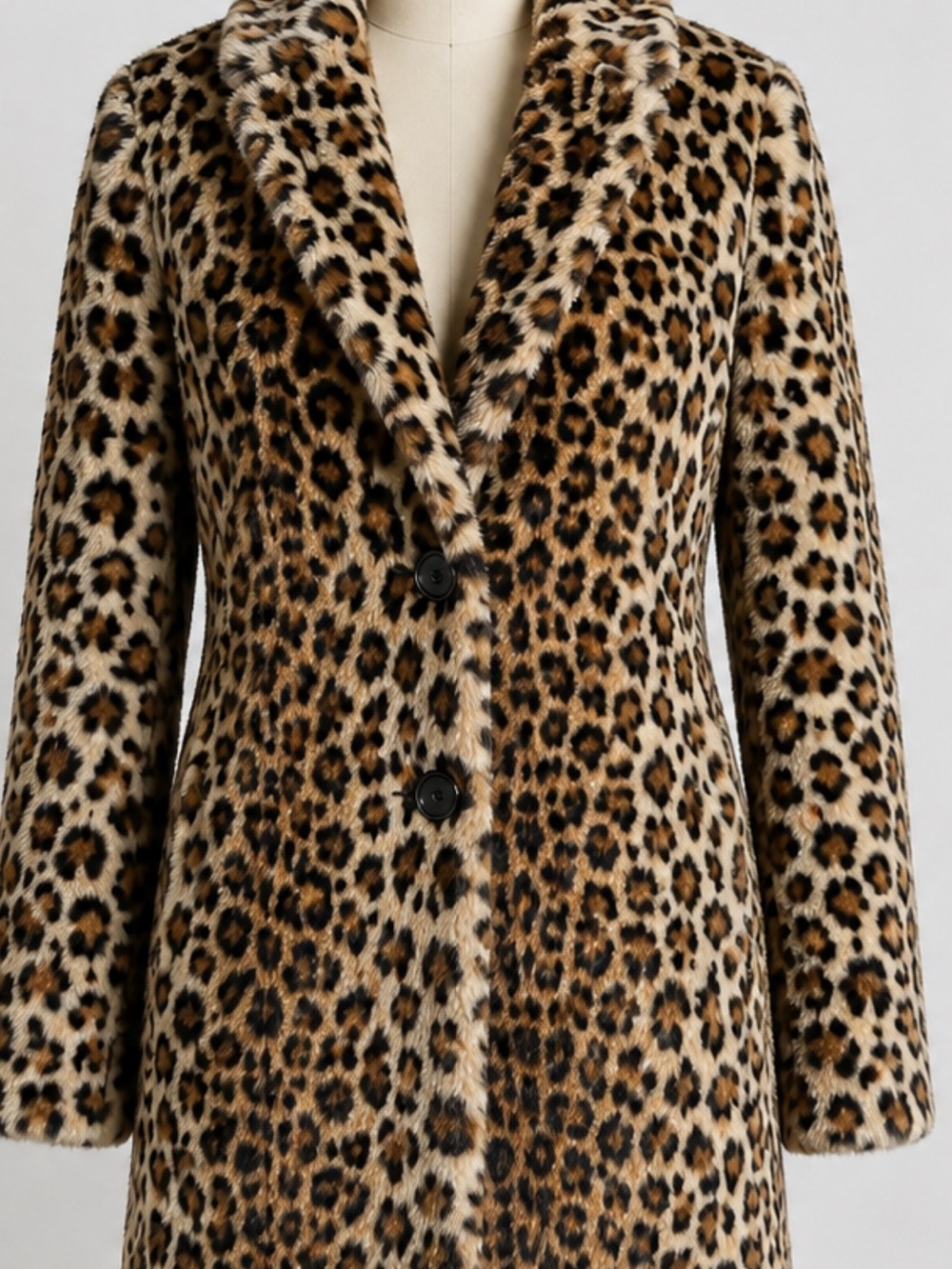 Zara Leopard Print Faux Fur Coat - Black & Brown